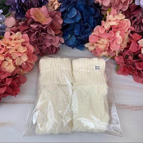 Sexy Over Knee White Cable Knit Socks with Pom Poms - Picture 13 of 13